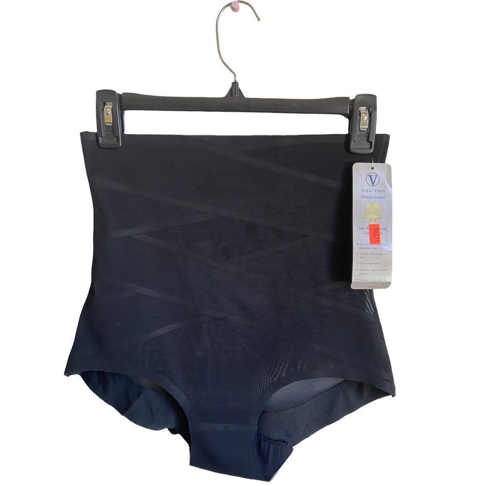 NWT Joan Vass Black Mid Waist Shaping Control Brief 1X